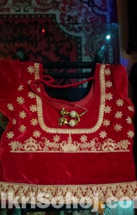 Velvet stone work Bridal lehenga